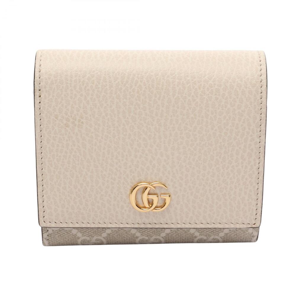 Gucci GG Marmont Bifold Wallet Leather Beige White